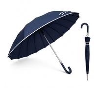 Meteorwi Home - Paraguas Largo Automático con 16 Varillas Antiviento, Paraguas Grande Impermeable con Mango Curvo, Diseño Clásico y Elegante para Hombre y Mujer. (Azul)