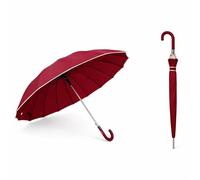 Meteorwi Home - Paraguas Largo Automático Grande Antiviento con 16 Varillas, Impermeable, Mango Curvo, Diseño Clásico y Elegante para Hombre y Mujer (Rojo-16 Varillas)