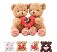 MeterBear Osito De Peluche Personalizado con Corazón Que Se Abrazan Texto Y Foto 2 Piezas, Hugging Teddy Bear Regalo Personalizado para San Valentín para Él Ella para Navidad Y Cumpleaños, 25cm