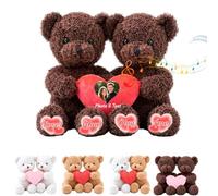 MeterBear Osito De Peluche Personalizado con Corazón Que Se Abrazan Texto Y Foto 2 Piezas, Hugging Teddy Bear Regalo Personalizado para San Valentín para Él Ella para Navidad Y Cumpleaños, 35cm