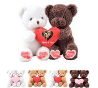 MeterBear Osito De Peluche Personalizado con Corazón Que Se Abrazan Texto Y Foto 2 Piezas, Hugging Teddy Bear Regalo Personalizado para San Valentín para Él Ella para Navidad Y Cumpleaños, 35cm