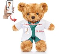 MeterBear Osito de Peluche Personalizado con Foto, Texto o Bendición Regalo para Enfermeras y Doctores, Teddy Bear con Imagen para Cumpleaños y Navidad (20cm)