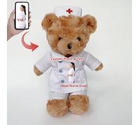 MeterBear Osito de Peluche Personalizado con Foto, Texto o Bendición Regalo para Enfermeras y Doctores, Teddy Bear con Imagen para Cumpleaños y Navidad (25cm)