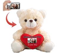 MeterBear Osito de Peluche Personalizado con Foto y Texto en Corazón, Teddy Bear Personalizado Regalo de Lo Siento con Imagen para San Valentín y Aniversario (20cm)