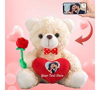 MeterBear Osito de Peluche Personalizado con Foto y Texto en Corazón, Teddy Bear Personalizado Regalo de Lo Siento con Imagen para San Valentín y Aniversario (20cm)