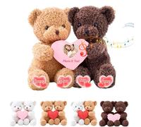MeterBear Osito Personalizado con Corazón Que Se Abrazan con Texto Y Foto, Hugging Teddy Bear Regalo De San Valentín para Él Y para Ella 2 Piezas Ideal para Aniversario De Boda, 25cm