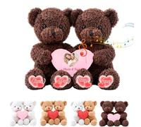MeterBear Osito Personalizado con Corazón Que Se Abrazan con Texto Y Foto, Hugging Teddy Bear Regalo De San Valentín para Él Y para Ella 2 Piezas Ideal para Aniversario De Boda, 35cm