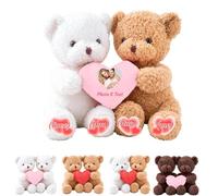 MeterBear Osito Personalizado con Corazón Que Se Abrazan con Texto Y Foto, Hugging Teddy Bear Regalo De San Valentín para Él Y para Ella 2 Piezas Ideal para Aniversario De Boda, 25cm