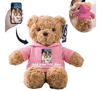 MeterBear Oso de Peluche Personalizado con Nombre y Foto, Osito Teddy Bear Regalo con Texto e Imagen para él en Navidad, Cumpleaños, San Valentín y Aniversario (26cm)