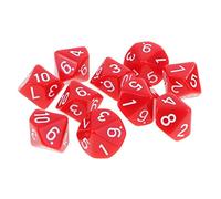 MetieFasia 10 Piezas Dados Poliédricos Dados D10 Juegos de rol de Mesa Material Acrílico Adecuado para Reuniones de Amigos Juegos de Mesa Educación Suministros E, Rojo
