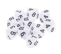 MetieFasia 10 Piezas Dados Poliédricos Dados D10 Juegos de rol de Mesa Material Acrílico Adecuado para Reuniones de Amigos Juegos de Mesa Educación Suministros E, Blanco