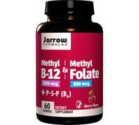 Jarrow Formulas Metil B-12 5000 mcg & Metil Folato 800 mcg Cereza - 60 Tabletas Masticables