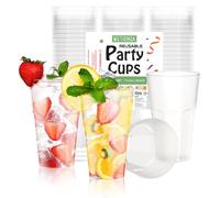 Metionga 50 Vasos Plastico duro Reutilizable, Vasos Plastico Duro de 400 ML, Vasos de Plástico Duro Transparente, Ideal para Festivales, Navidad, Cumpleaños