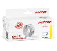 Meto etiquetas para etiquetadoras manuales (22x12 mm, 1 línea, blanco, 6000 unidades, removibles, para Meto, Contact, Sato, Avery, Tovel, Samark, etc.)