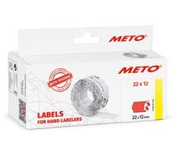 Meto Etiquetas para etiquetadoras manuales 9506157 (22 x 12 mm, 1 línea, 6000 unidades, adherencia permanente, para Meto, Contact, Sato, Avery, Tovel, Samark, etc.) 6 rollos, rojo fluorescente