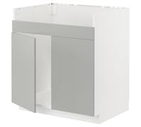 METOD Base cab f HAVSEN Fregadero de doble tazón, blanco/gris claro Havstorp, 80 x 60 cm
