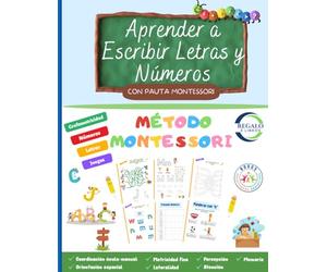 Método Montessori Aprender a Escribir Letras y Números. Libro de Grafomotricidad, Caligrafía y Preescritura con letra ligada: Lectoescritura niñas 3, ... y minúsculas. Cuaderno rubio de escritura