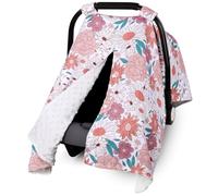 Metplus Funda de asiento de coche 2 en 1 con flores para bebé, toldo de asiento de coche para bebés, funda de lactancia multiusos para mamá, fundas para portabebés Minky, para recién nacido, apertura