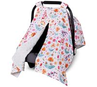 Metplus Funda de asiento de coche 2 en 1 con flores para bebé, toldo de asiento de coche para bebés, funda de lactancia multiusos para mamá, fundas para portabebés Minky, para recién nacido, apertura