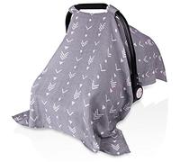 Metplus - Fundas de muselina para asiento de coche para bebés, toldo para asiento de coche para recién nacidos, cubierta para cochecito para niñas y niños, ligera, delgada, transpirable, tamaño grande