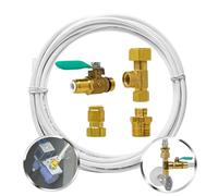 Metpure Kit de instalación de frigorífico para máquina de hielo Tubo de 25 pies para línea de agua con tope de conexión y válvula para una instalación rápida, accesorios de 14 pulgadas para agua