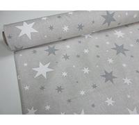 Metraje 0,50 MTS Tejido loneta Estampada Ref. Estrella Gris, con Ancho 2,80 MTS.