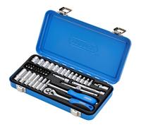 Métrico Enchufe Set En Caja Metal 0.6cmD Hexágono 45 Piezas Deep & Estándar