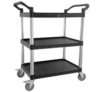 METRO Professional Carro de Servicio GPT1003 con 3 estantes, Polipropileno/Aluminio, Ruedas con Freno, Negro