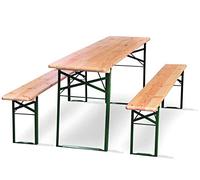 METRO Professional Conjunto de Mesa y Dos Bancos de Pino Macizo para Exteriores, 220 x 50 cm