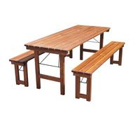 METRO Professional Conjunto Mesa y Bancos Plegables, 70 x 180 x 71.6 cm, marrón