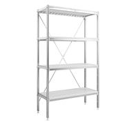 METRO Professional Estantería GAR1120, Aluminio/Polipropileno, 4 estantes, Apta para Alimentos, Plata/Gris (99,2 x 41,5 x 168,5 cm)