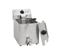 METRO Professional Freidora Eléctrica GDF3008, Acero Inoxidable, 8 L, Termostato Ajustable, Indicadores Luminosos, Asas Resistentes al Calor, 3250 W, Plateada