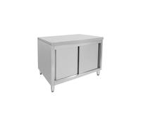 METRO Professional Mesa-Armario de Trabajo para Restauración GSCB1120, INOX, 120 x 70 x 85 cm, Puertas Correderas, Estante Ajustable