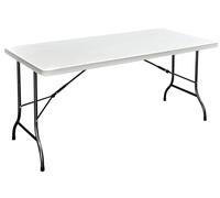 METRO Professional Mesa de Banquete, Acero/Polietileno, 152 x 74 x 74 cm, Plegable, Resistente a la Intemperie, Blanco, para 6 Personas (152 x 74 cm)