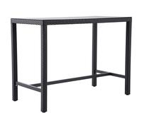 METRO Professional Mesa de Bar Gastro Balsario, Aluminio/PE ratán, 140 x 70 cm, Negro