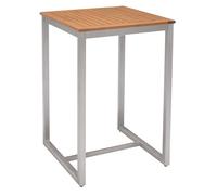 METRO Professional Mesa de Bar Gastro Lynx, Aluminio/Madera de eucalipto, 70 x 70 cm, Cuadrada, Plata