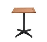 METRO Professional Mesa de Exterior Lynx, Aluminio/Madera de Eucalipto, 60 x 60 cm, Mesa de Bar con Pies Ajustables, Ideal para Terraza y Jardín, Marrón/Negro