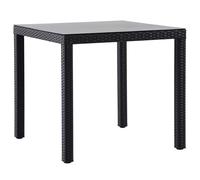 METRO Professional Mesa Gastro Balsario, Aluminio/ratán PE, 80 x 80 cm, Cuadrada, Negra