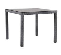 METRO Professional Mesa Gastro Balsario, Aluminio/ratán PE, 90 x 90 cm, Cuadrada, Gris Piedra