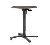 METRO Professional Mesa Plegable Ajustable en Altura Gastro Massini, Aluminio, Ø 60 x 74 cm, Tablero HPL, Aspecto Piedra, Gris Piedra