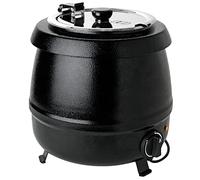 METRO Professional Olla eléctrica, Hervidor de sopa GSK1009, 400 W, 9 litros, acero inoxidable, negra, cubeta y tapa extraíble, termostato hasta 95 ºC, buffet, gastronomía, catering
