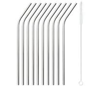 METRO Professional Pajitas dobladas reutilizables, acero inoxidable, 10 unidades