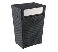 METRO Professional Papelera Barbados, cubo de basura exterior, acero/ratán PE, 80 L, negro