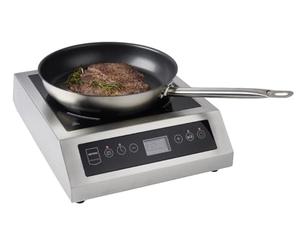 METRO Professional Placa de Inducción Portátil, Carcasa de acero inoxidable, Tapa de vitrocerámica negra, max. 240 °C, 220-240 V, 3500 W con 10 niveles de potencia (12 x 44 x 34 cm)