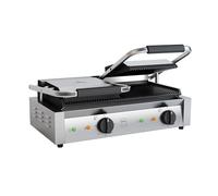 METRO Professional Plancha con doble Panini grill GPG2201, acero inoxidable, 57 x 36 x 20 cm, rango de temp.: 50-300° C, 55 paninis cada 60 minutos, plata