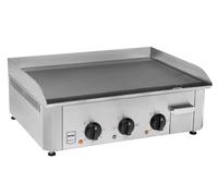 METRO Professional Plancha de mesa eléctrica GEG2001, acero inoxidable, 62x45x19 cm, 3500 W, 2 zonas de cocción, bandeja para grasa extraíble, plata