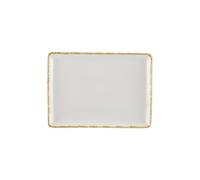 METRO Professional plato de porcelana Ateo, rectangular, 31 x 22 x 2,5 cm, beige con borde marrón oscuro, apto para microondas, lavavajillas y horno