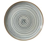 METRO Professional,plato llano de cerámica de gres, 31 cm de diámetro, gris, borde oscuro, diseño apilable