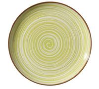 METRO Professional plato llano de Cerámica de Gres Madleen, 31 cm, Verde, Borde Oscuro, Diseño Rústico