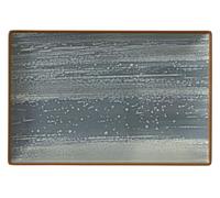 METRO Professional plato llano rectangular de cerámica de gres Madleen, 30 x 20 cm, gris, borde oscuro, apilable, resistente a las manchas